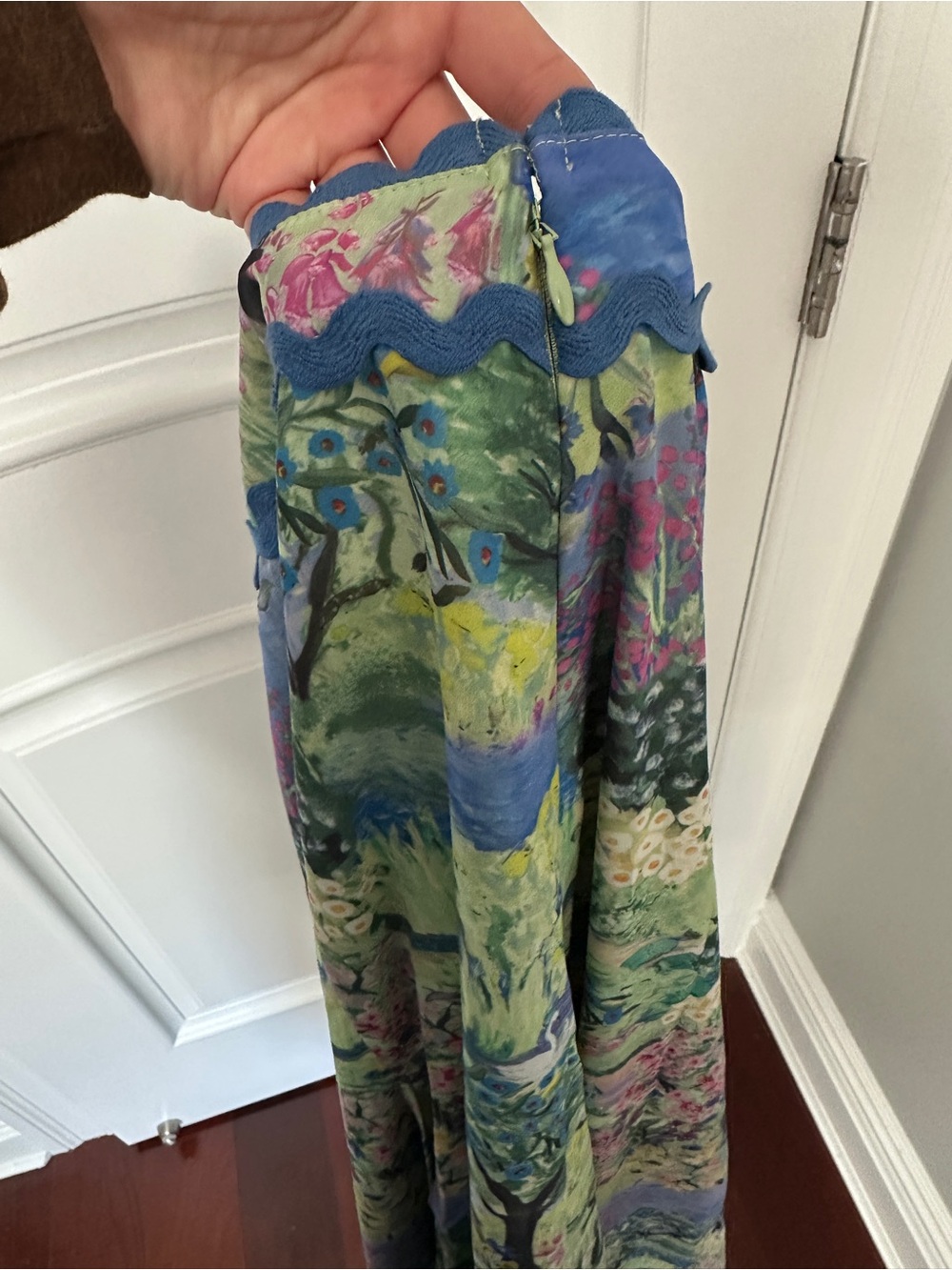 ASOS Blue and Green Floral Maxi Skirt with High Side Slit - Picture 6 of 6